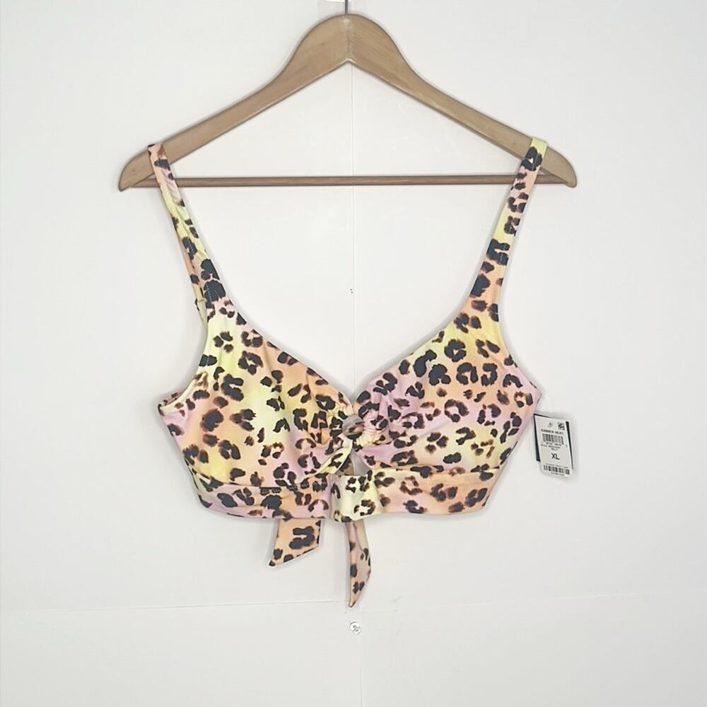 Womens Bar III Leopard Print Bikini Top Size XL